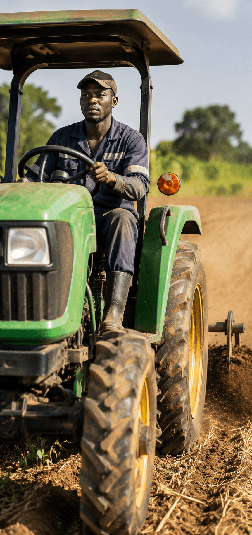 Tractor operator in the field